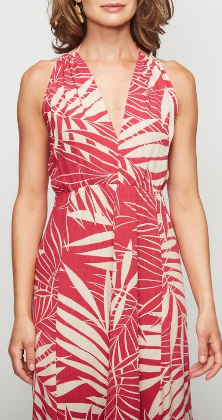 Vestido lace fucsia leaves