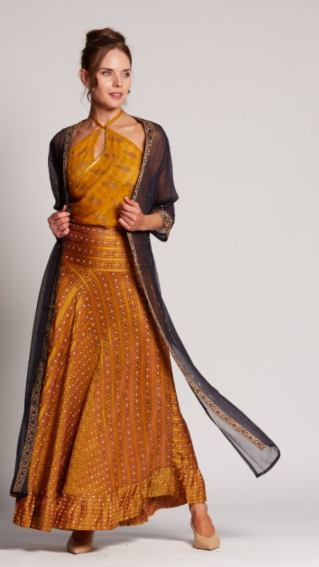 FALDA SATIN SEDA SUN FLOWER