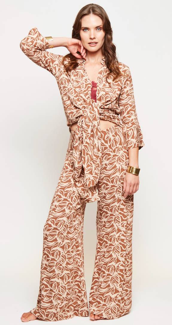 SET OPORTO BROWN FLOWER