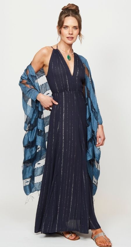 VESTIDO LACE BLUE SILVER SHINE