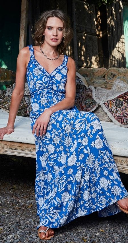 VESTIDO SUMMER ELASTIC BLUE FLOWER