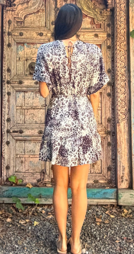 Vestido Mini Cuello V Leopard