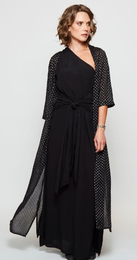 Kimono Block Black Silver Shine