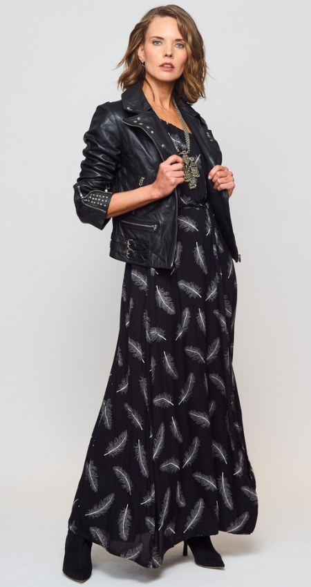 Vestido Toscano Black Leaves