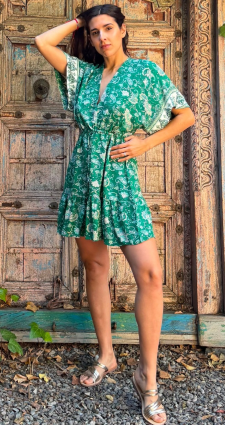 Vestido Mini Cuello V Forest Paisley