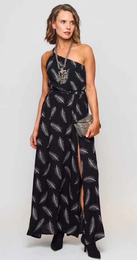 Vestido Toscano Black Leaves