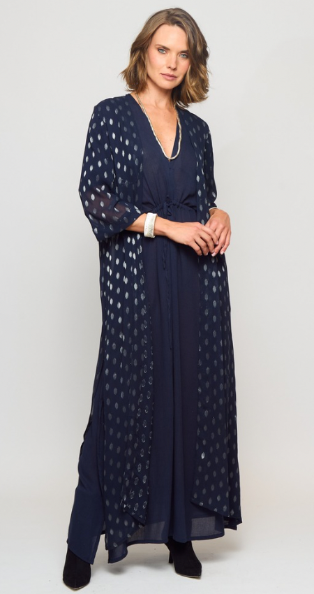 Kimono Royal Blue Circle Silver