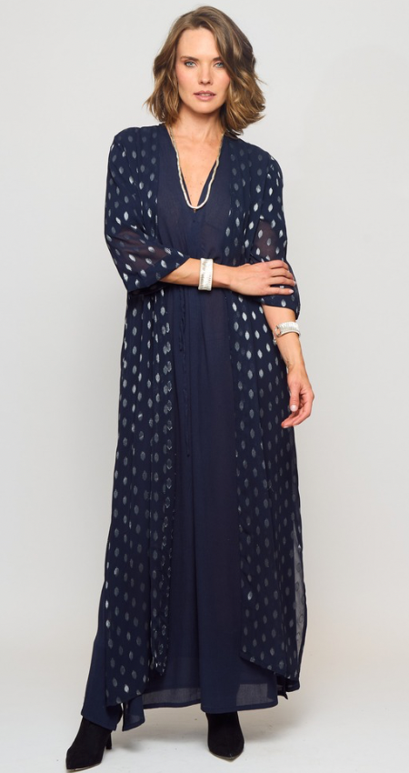 Kimono Royal Blue Circle Silver