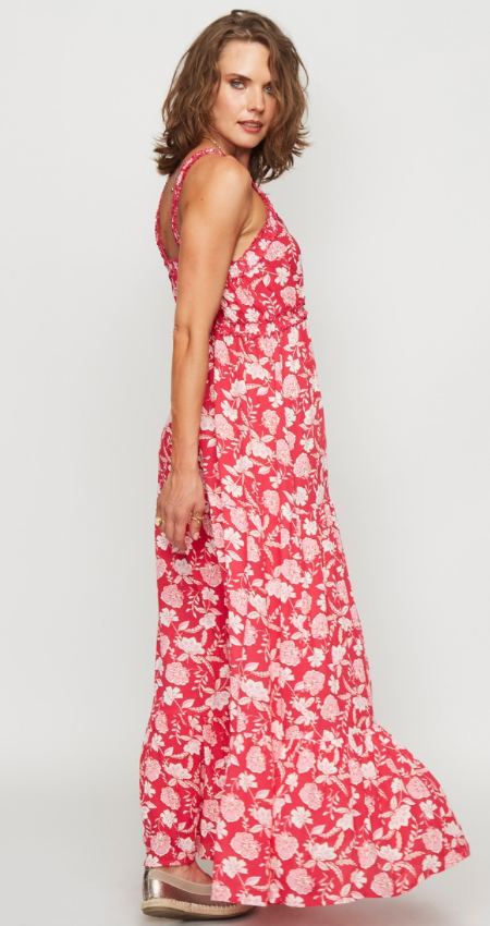 Vestido Summer Elastic Fucsia Flower
