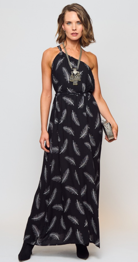 Vestido Toscano Black Leaves