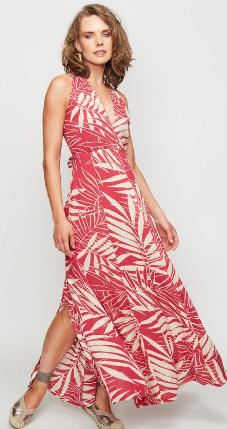 Vestido lace fucsia leaves