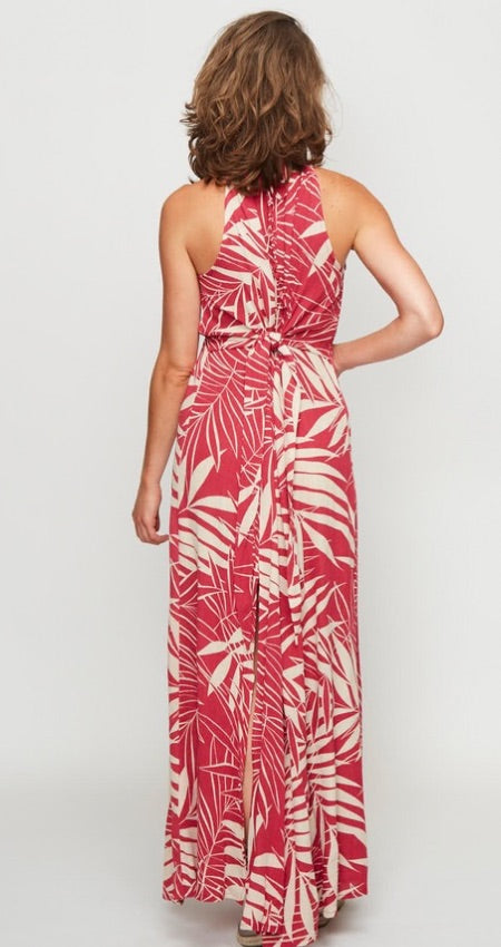 Vestido lace fucsia leaves