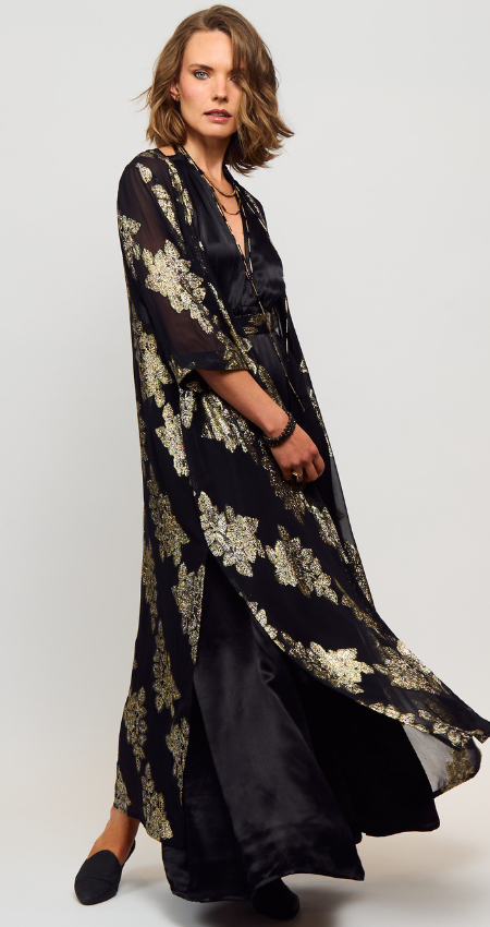 Kimono Royal Black & Gold