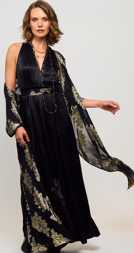 Kimono Royal Black & Gold