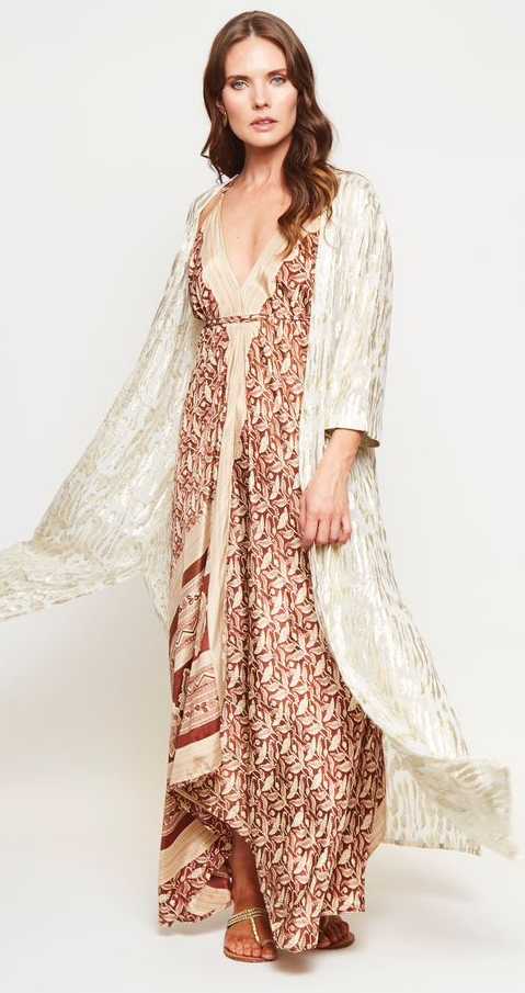 VESTIDO INDI BROWN LEAVES