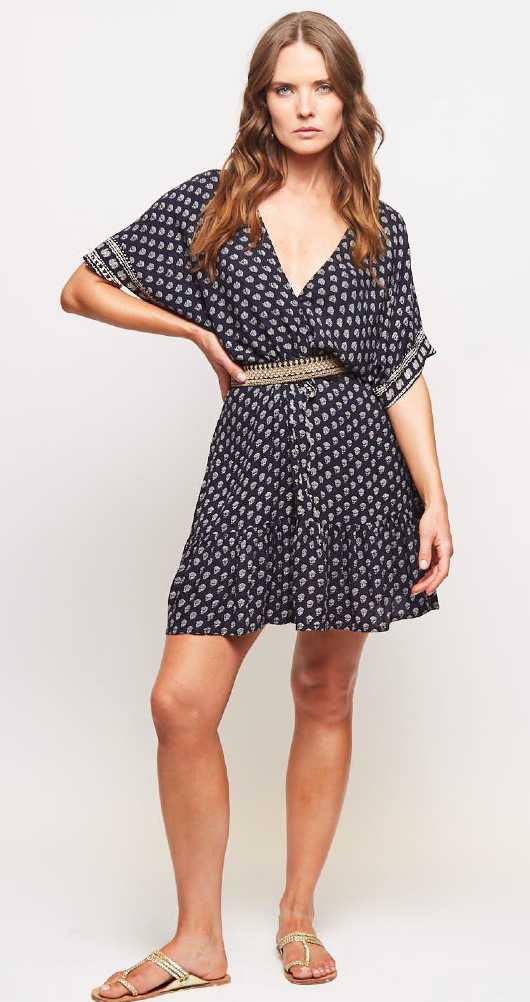 VESTIDO MINI CUELLO V MARINE FLOWER