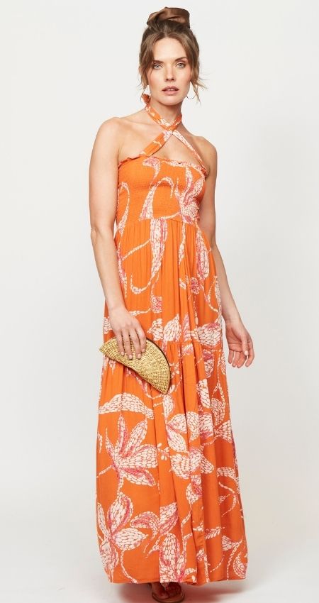 VESTIDO BARCELONA ORANGE FLOWER