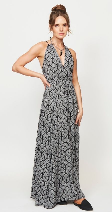 VESTIDO LACE BLACK LEAVES