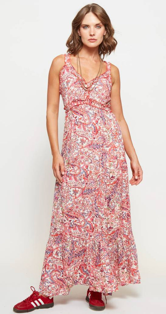 VESTIDO SUMMER ELASTIC RED PAISLEY